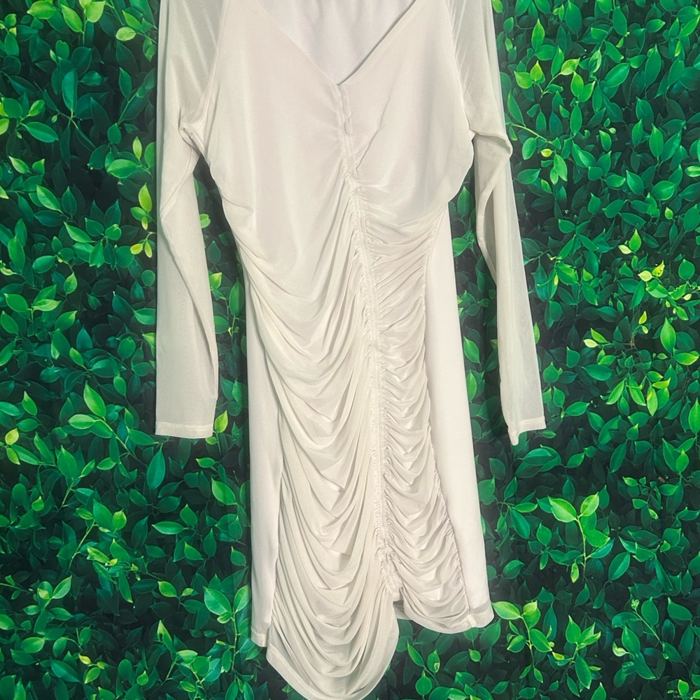 Elegant White Ruched Dress